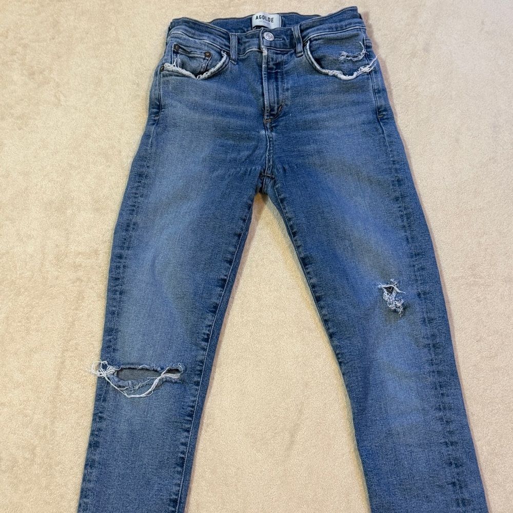 Aritzia Agolde - High-Waisted Distressed Jean - Frayed Hem - 26 Petite